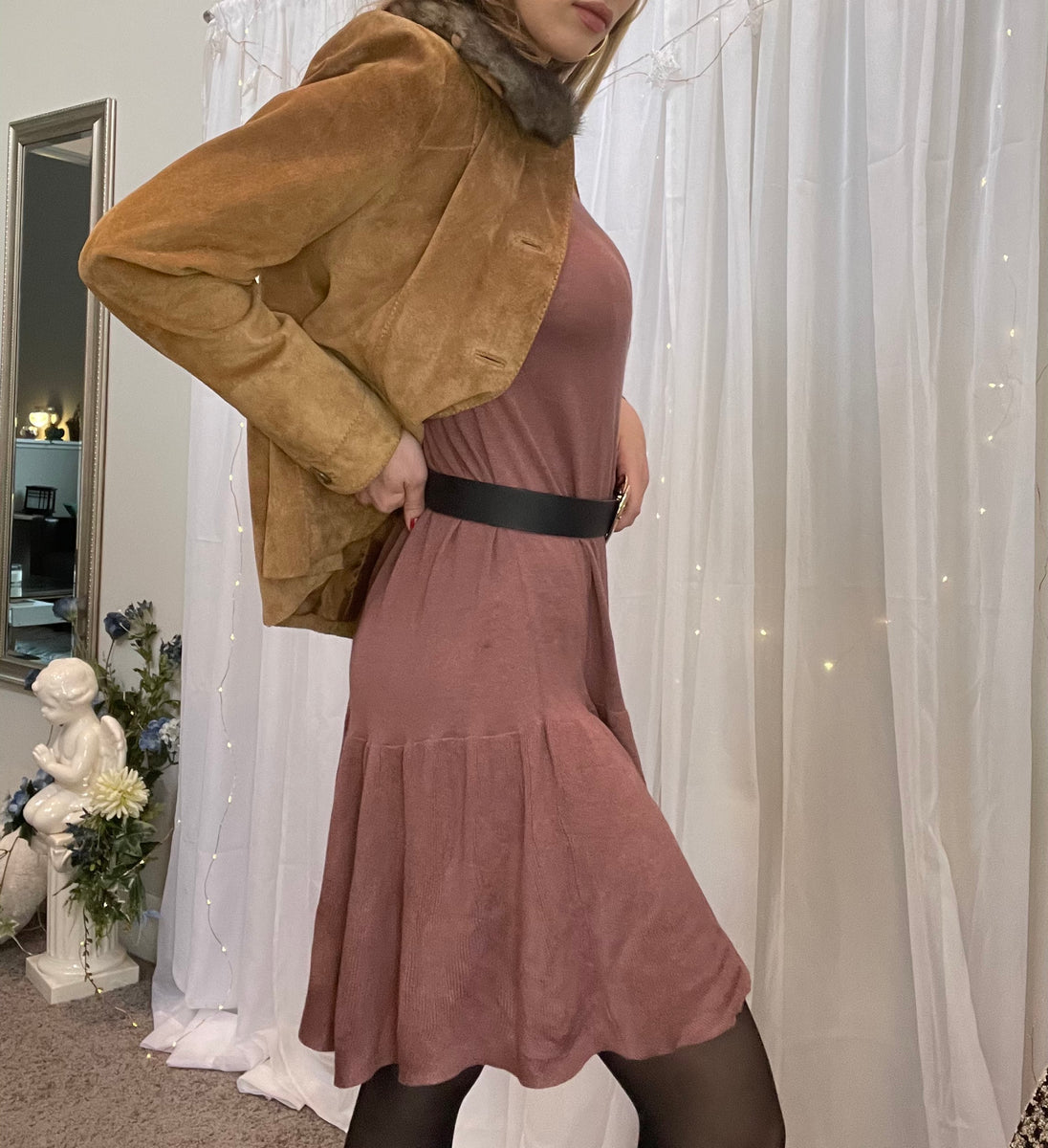 Mauve Ruffle Knit Dress – Terreverie
