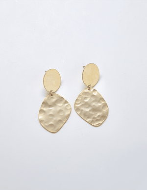 Gold Hammered Drop Earrings