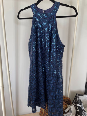 Sequin Halter Shift Dress Navy Terreverie Sequin Halter Shift Dress Navy Terreverie