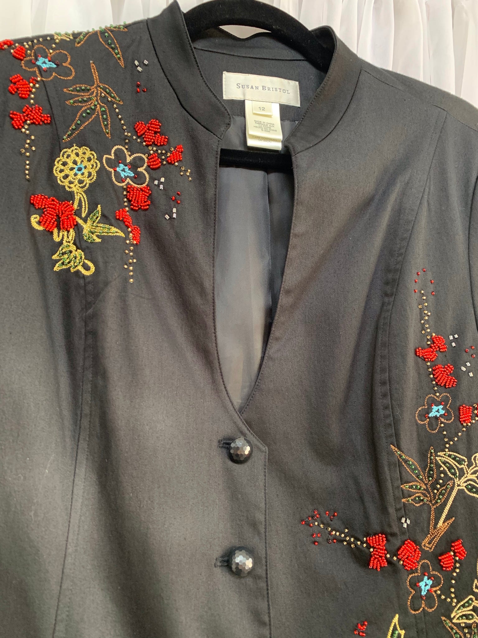Vintage Embellished Mandarin Collar Jacket