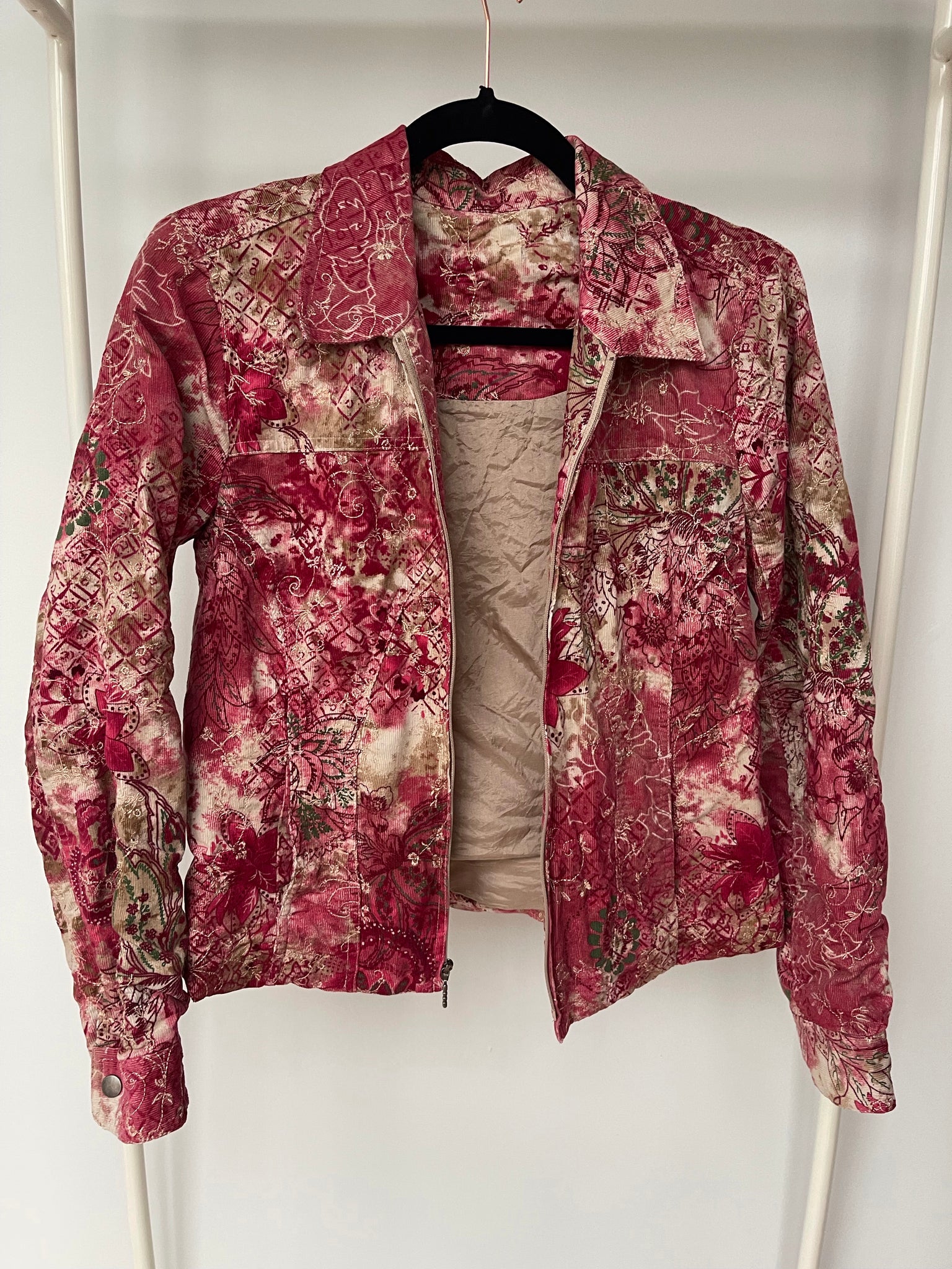Raspberry Floral Cord Jacket